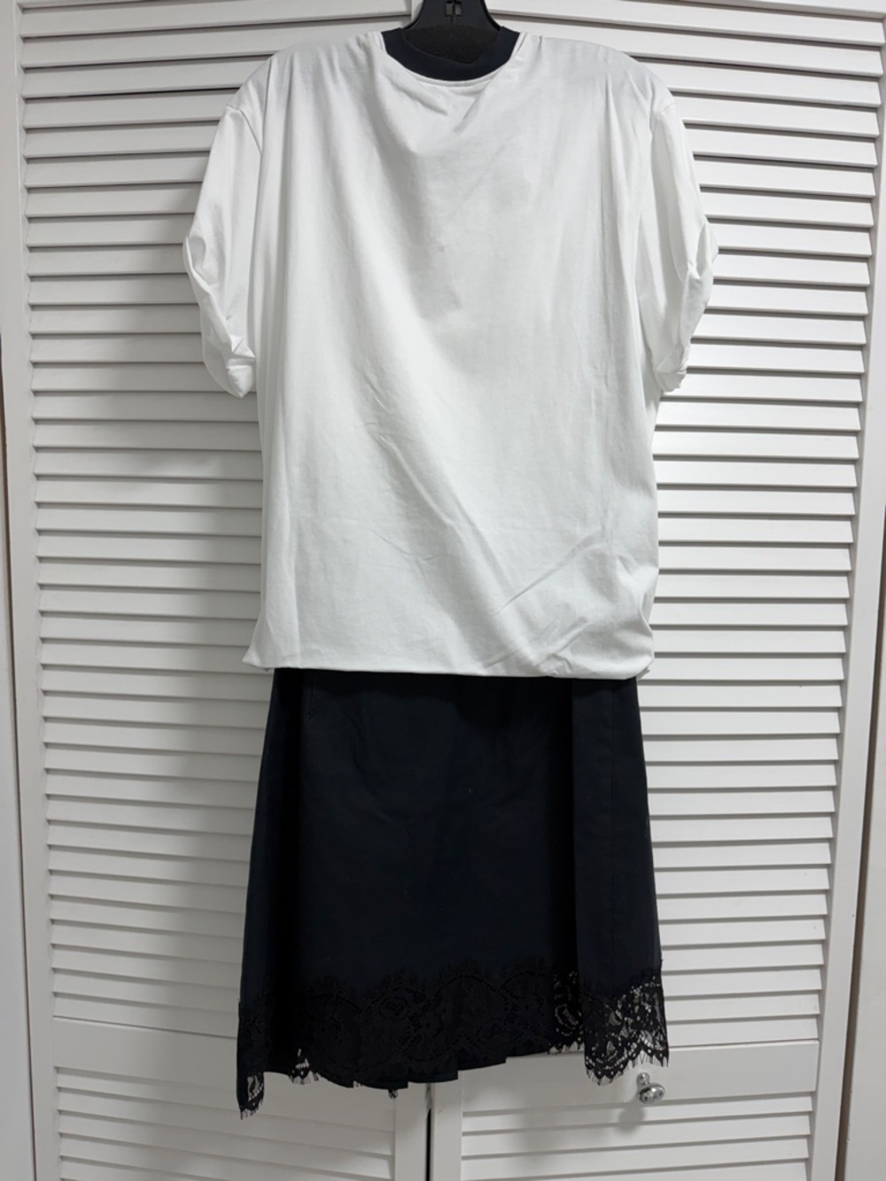 3.1 Phillip Lim White Tee with Black Lace-Trim Mini Skirt - Picture 5 of 9